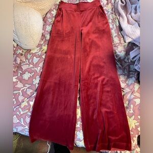 Maroon Lou & Grey Velour Wide Leg Pants
